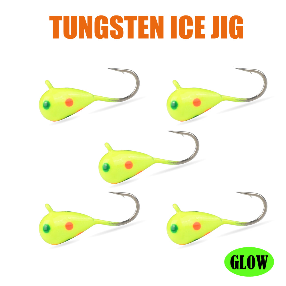 MUUNN Tear Drop Tungsten Ice Jigs,Winter Fishing Hooks, 2.7mm~7mm Crappie  Bluegill Panfish Pike Fishing Hayabusa Ice Hooks