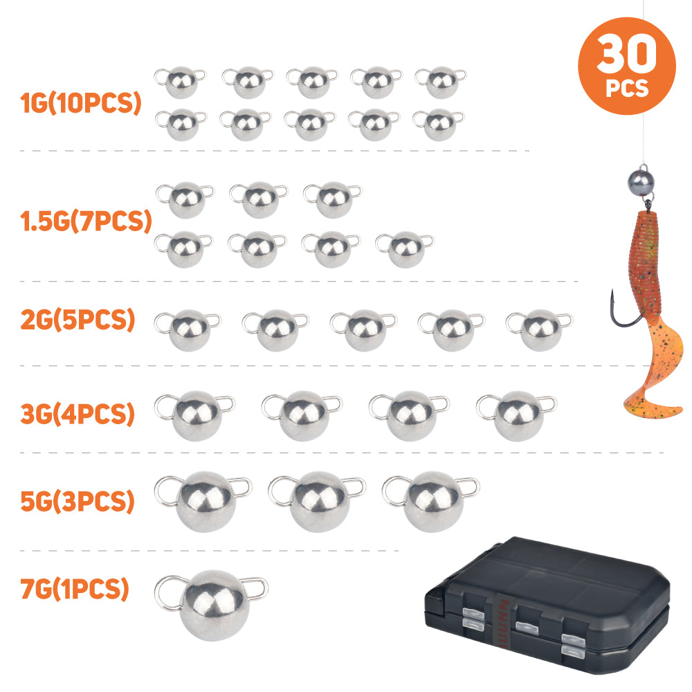MUUNN 30PCS/45PCS Tungsten Cheburashka Sinker Weight Kit 1g~7g Bass Crappie Panfish Fishing Lure Tackel
