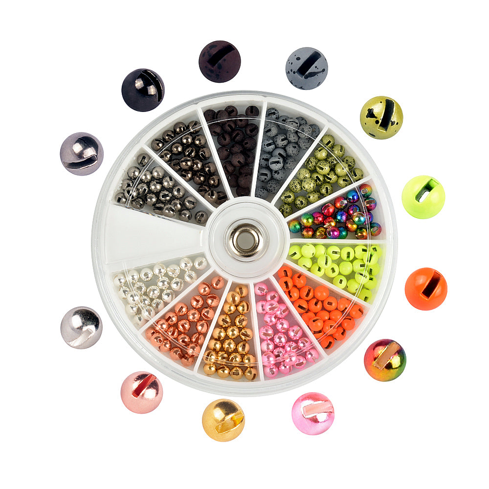 MUUNN Tungsten Fly Tying Slotted Bead Kit,120/240pcs Colorful 2.5-3.8mm,Trout Perch Fishing Hooks Tying Accessories Rainbow Orange