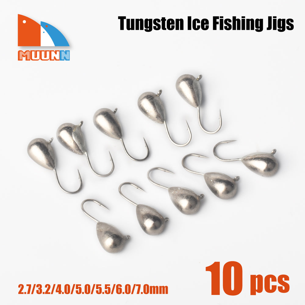 MUUNN 10PCS Tear Drop Tungsten Ice Jig,Fishing Winter Hook 2.7mm/3.2mm –  MUUNN FISHING TACKLE