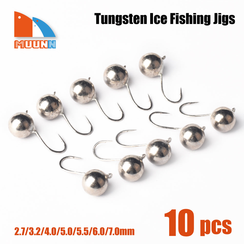 MUUNN 10PCS Tungsten Ball Ice Jig With An Eyelet, Fishing Winter