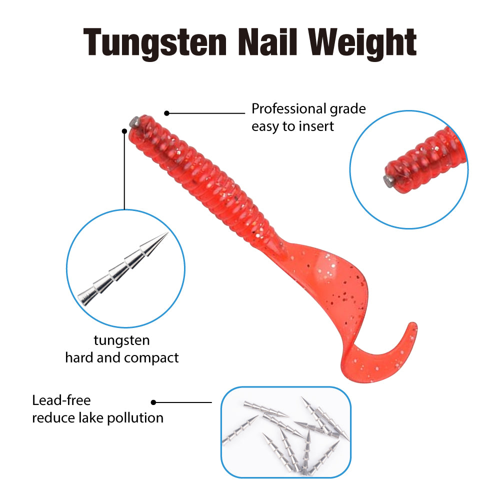 MUUNN 10/20PCS Tungsten Pagoda Nail Weight, Neko Rig/Dek Rig/Wacky Rig 1/96-1/48oz Soft Lure Bass Fishing 1/32-7/64oz Accessories