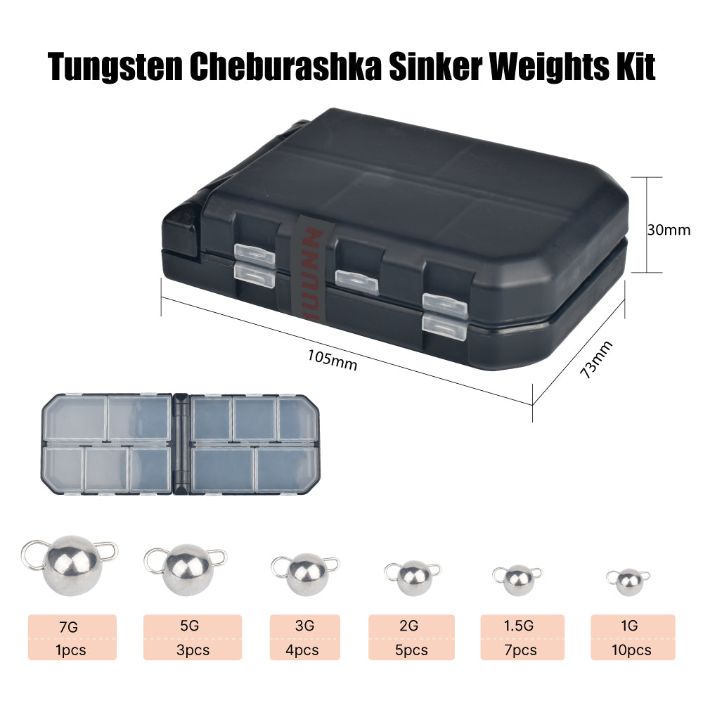 MUUNN 30PCS/45PCS Tungsten Cheburashka Sinker Weight Kit 1g~7g Bass Crappie Panfish Fishing Lure Tackel