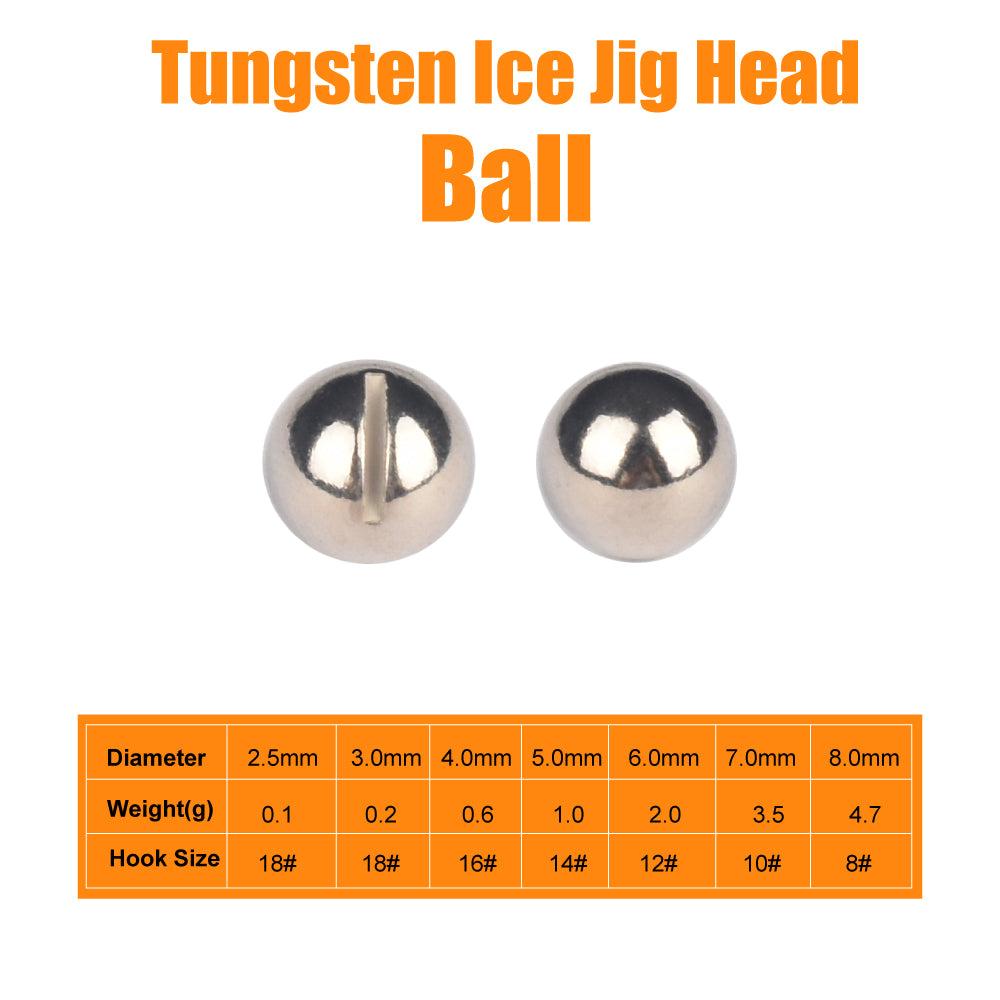 MUUNN 20PCS Ball Tungsten Ice Jig Head,Pellet Head,Ice Hook Welding DIY Material, 2.5mm/3mm/4mm/5mm/6mm/7mm/8mm,Pike Carp Hook