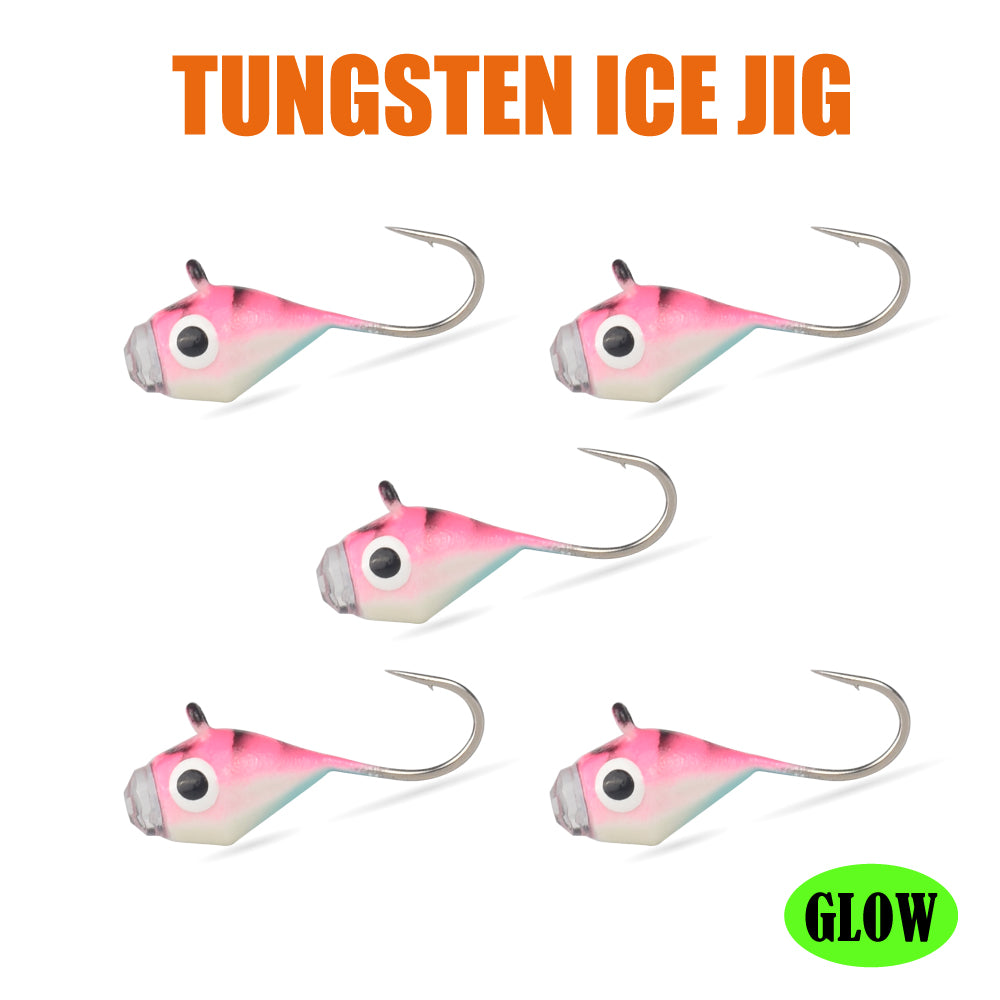 MUUNN 10pcs Ice Diamond Jigs Winter Fishing UV Jig 2.7mm~6.0mm Hayabusa Japan Hook,Trout Perch Bream Soft Lure Tackel DIY Tackel