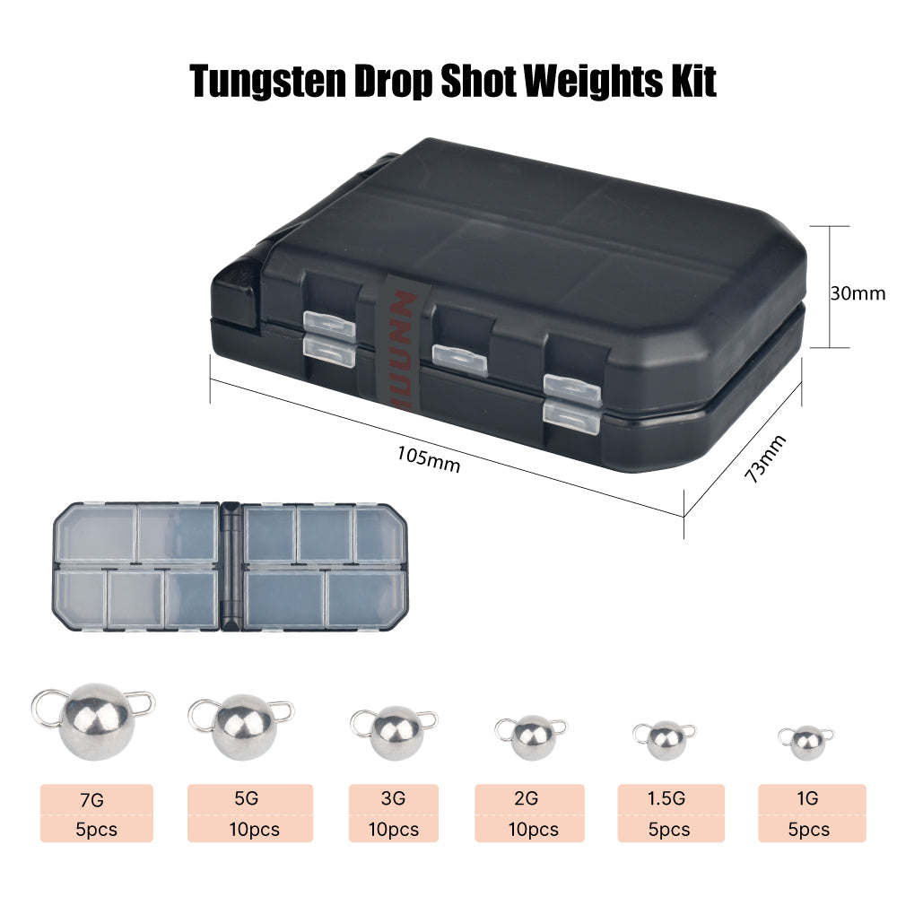 MUUNN 30PCS/45PCS Tungsten Cheburashka Sinker Weight Kit 1g~7g Bass Crappie Panfish Fishing Lure Tackel