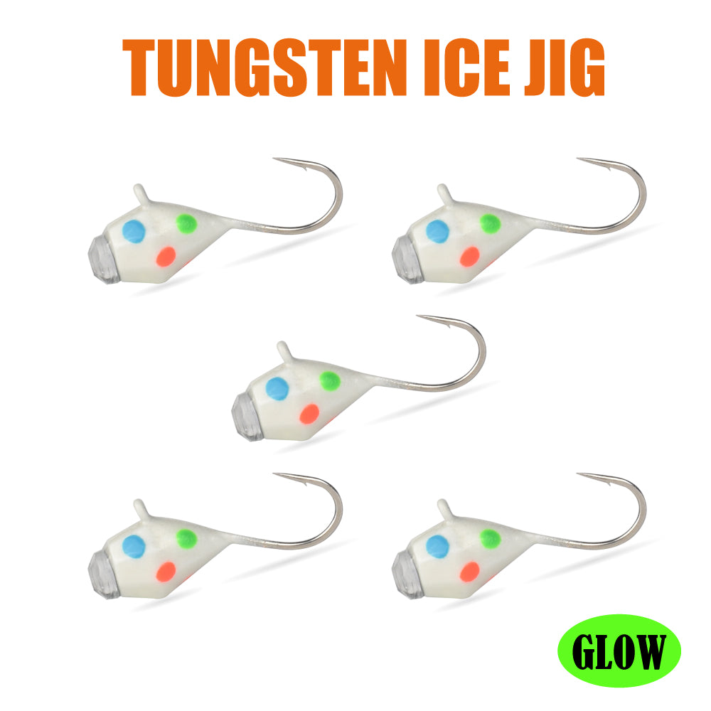 MUUNN 10pcs Ice Diamond Jigs Winter Fishing UV Jig 2.7mm~6.0mm Hayabusa Japan Hook,Trout Perch Bream Soft Lure Tackel DIY Tackel