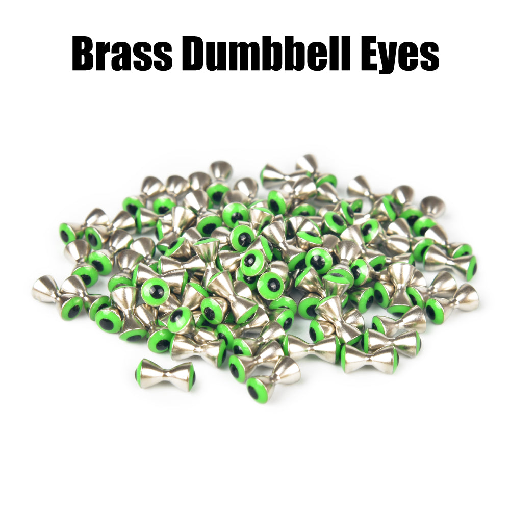 MUUNN 60pcs Dumbbell Eyes Fly Tying, 3.2/4/5mm 20Pcs Per Lot Realistic Brass Fly Tying Barbell Eyes Assortment Green/Red/Yellow