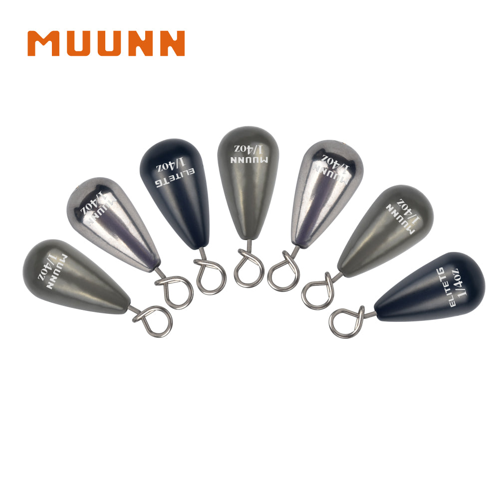 MUUNN 10PCS Tungsten Sinker Shot Tear Drop Weight,1.3g-10.5g,Jika/Free Rig Line Hook Connector,Bass Perch Trout Wrasse Fishing Lure Tackel