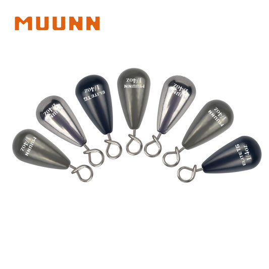 MUUNN 10PCS Tungsten Sinker Shot Tear Drop Weight,1.3g-10.5g,Jika/Free Rig Line Hook Connector,Bass Perch Trout Wrasse Fishing Lure Tackel