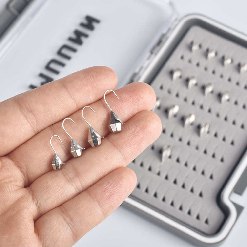 MUUNN 25/50pcs Tungsten Diamond Ice Fishing Jig Set,Boxed 2.7mm~7mm Winter Perch Crappie Walleye Ice Bait Kit Ice Jigs With Box