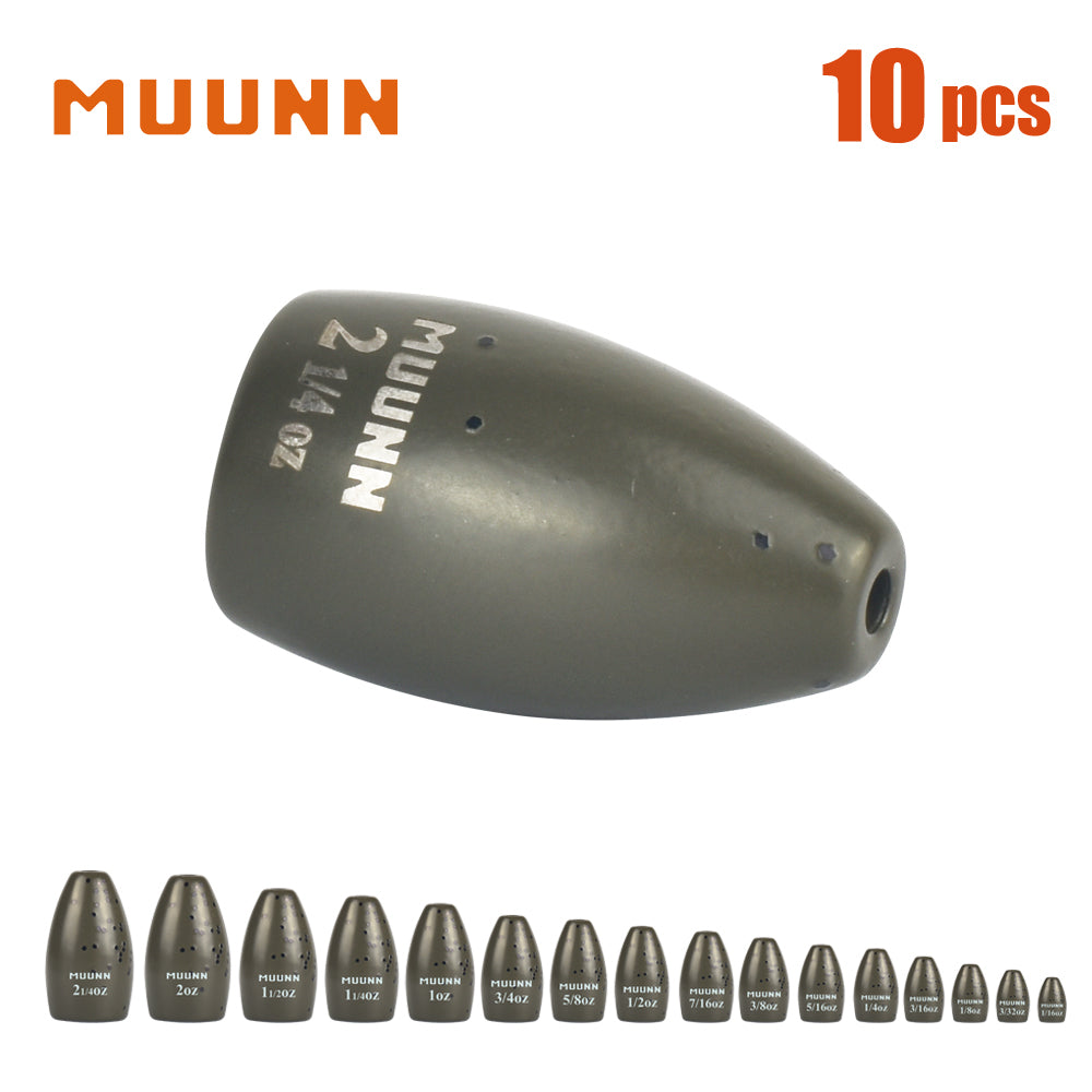 MUUNN 1/16oz-2oz Tungsten Flipping Sinker Weight,10PCS Bass Bullet For Texas/Carolina Rig Fishing Lure Accessories 1.8g-63g
