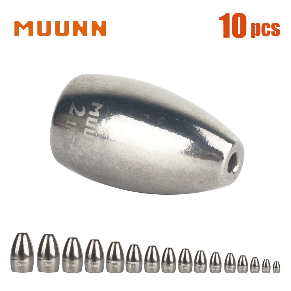 MUUNN 1/16oz-2oz Tungsten Flipping Sinker Weight,10PCS Bass Bullet For Texas/Carolina Rig Fishing Lure Accessories 1.8g-63g