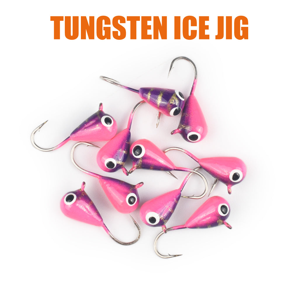 MUUNN 10pcs Ice Fishing Jig Tungsten ice Jig Head Glow 2.7mm-7mm Jig Ice Hook Hayabusa ,0.20g-4.40g Winter Fishing Hooks