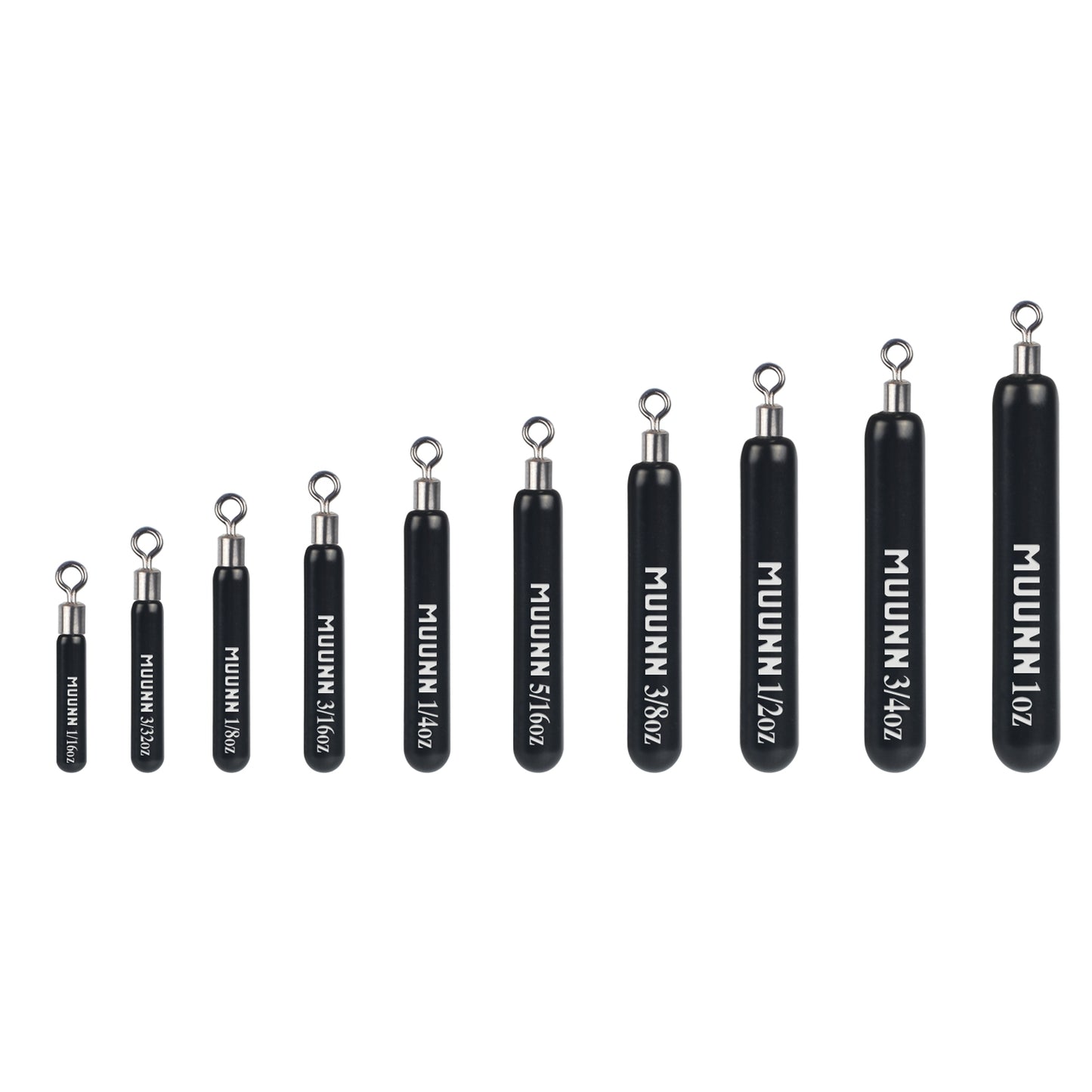 MUUNN 10PCS Tungsten Sinker,Skinny Drop Shot Weight,Round Eye,Jika/Texas Rig Sinkers 1/16OZ-1OZ,Bass Fishing Tackle Accessories