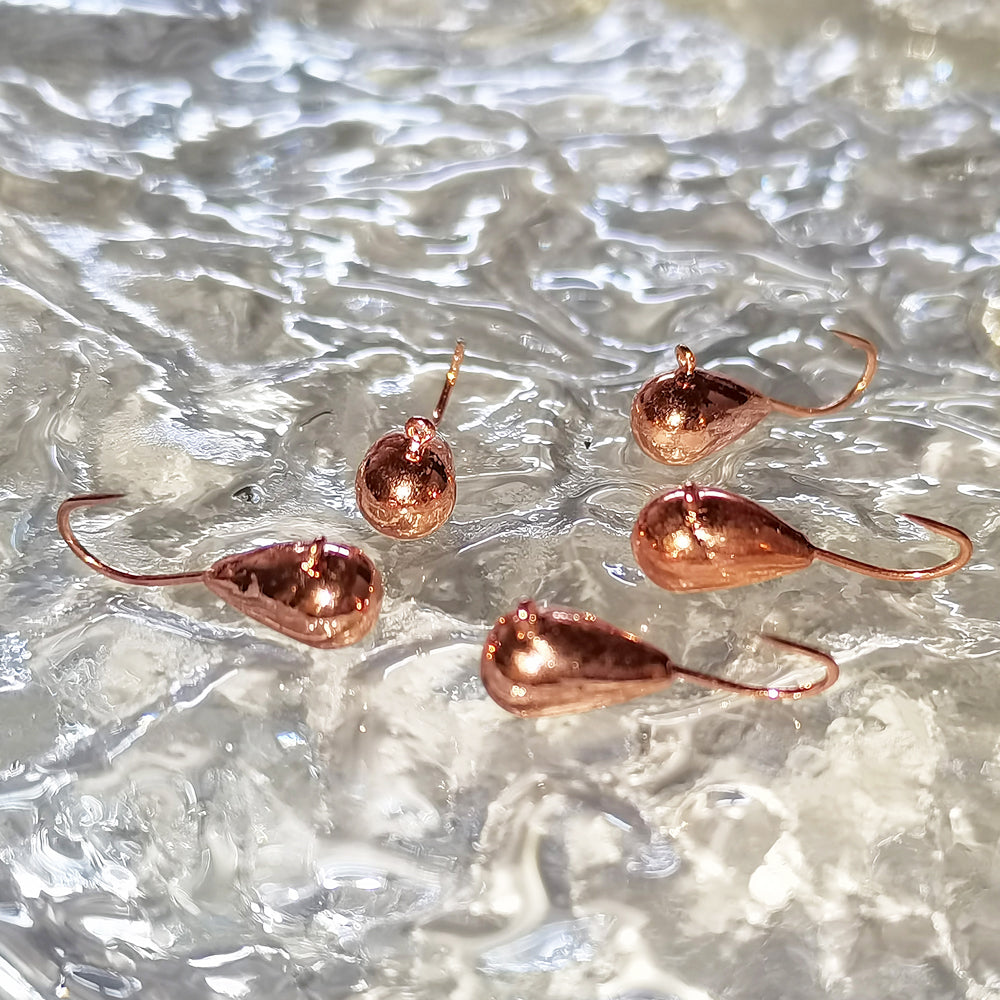 MUUNN 10pcs Tungsten Ice Jig 2.7mm~6.0mm Gold/ Copper Winter Ice Fishing Bait,Hayabusa Crappie Perch Bluegill Wrasse Soft Lure Ice Hooks