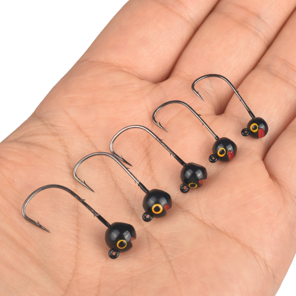 MUUNN Tungsten Round Jig Head Hook , 1/1.5/2/2.5/3g Slow Jigging Bass Crappie Trout Bluegill Fishing Shaky Jig Rig Rockfish Soft Lure Barbed AJING Hooks