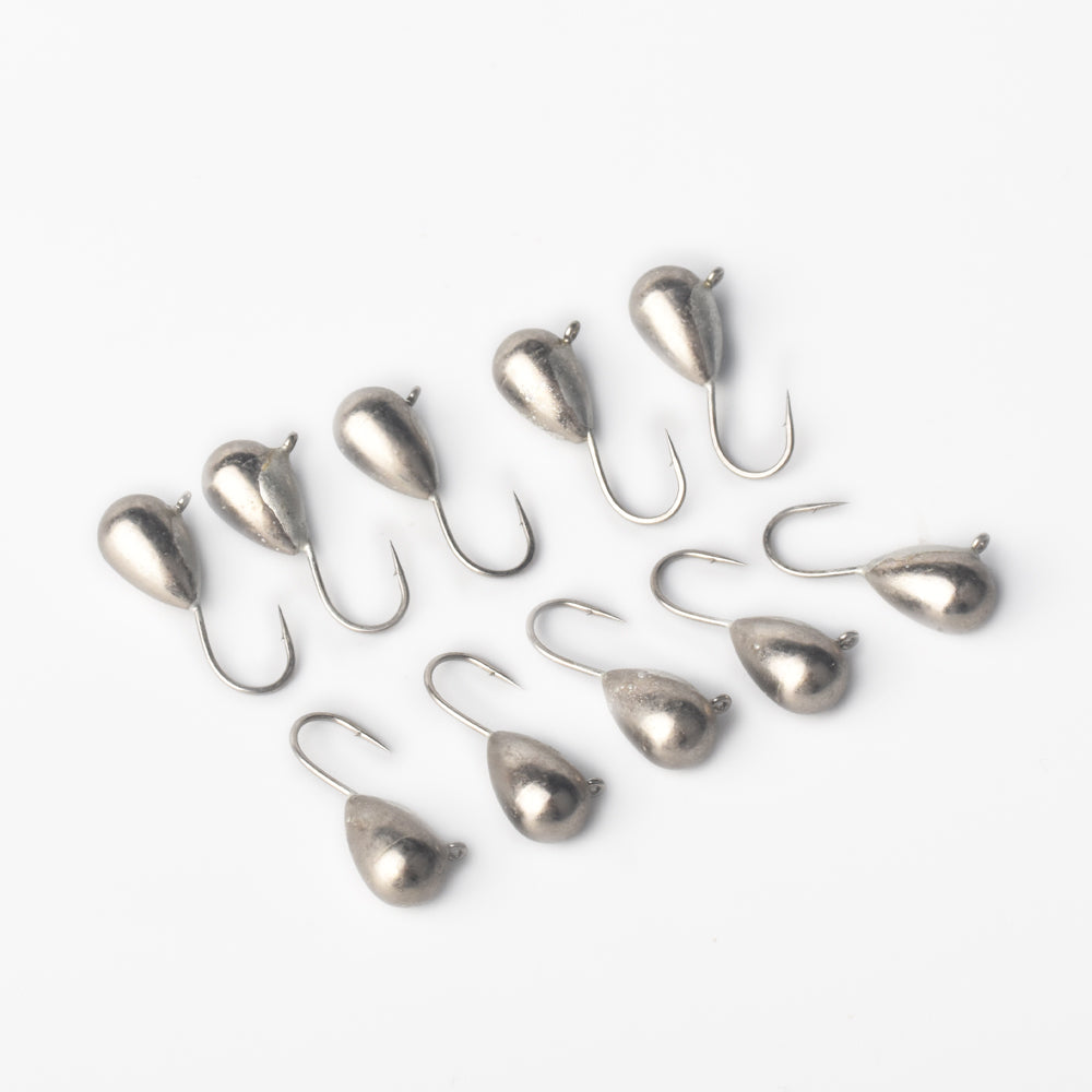 MUUNN 10PCS Tear Drop Tungsten Ice Jig,Fishing Winter Hook 2.7mm/3.2mm/4mm/5mm/5.5mm,Ice Jig With An Eyelet,Plain
