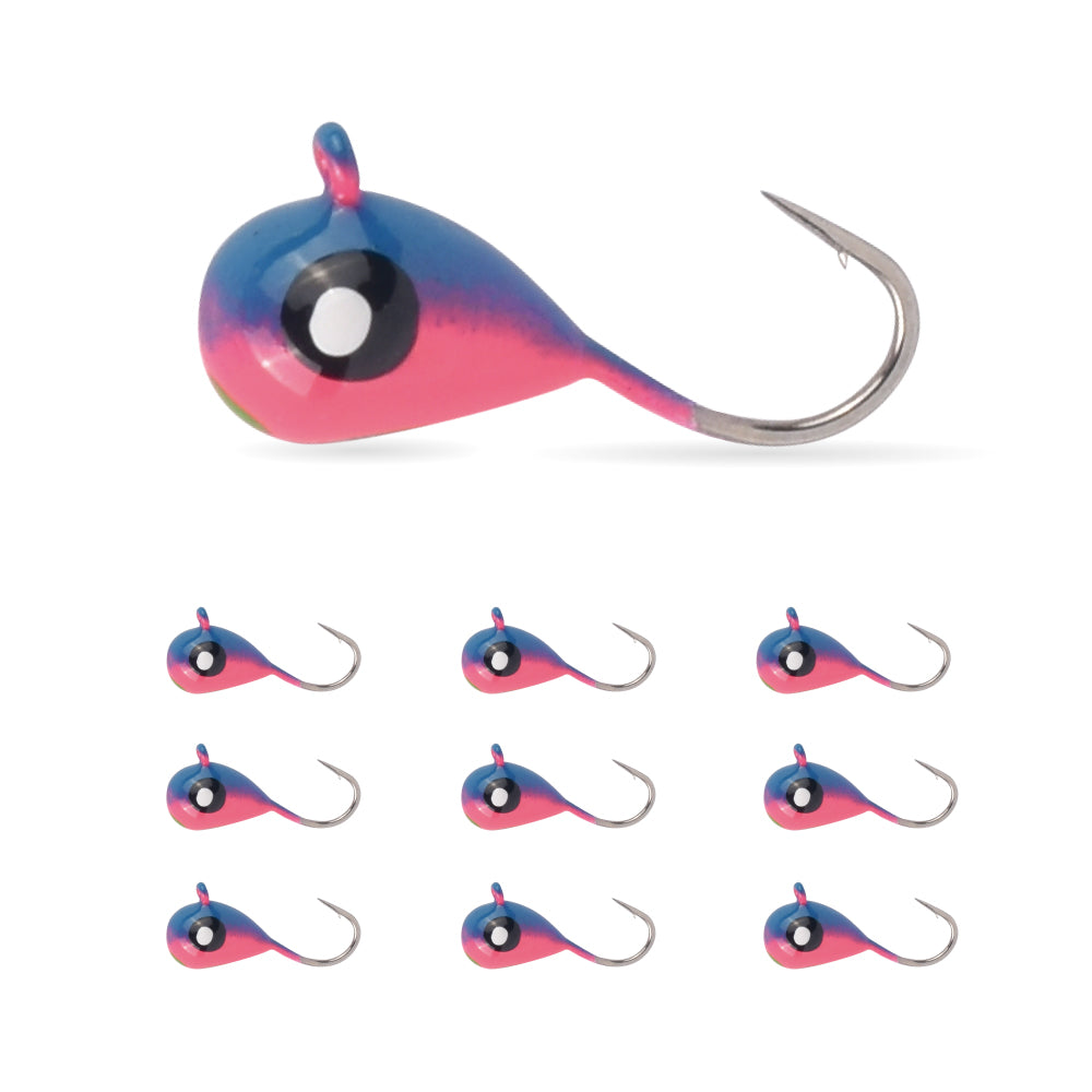 MUUNN 10pcs Ice Fishing Jig Tungsten ice Jig Head Glow 2.7mm-7mm Jig Ice Hook Hayabusa ,0.20g-4.40g Winter Fishing Hooks