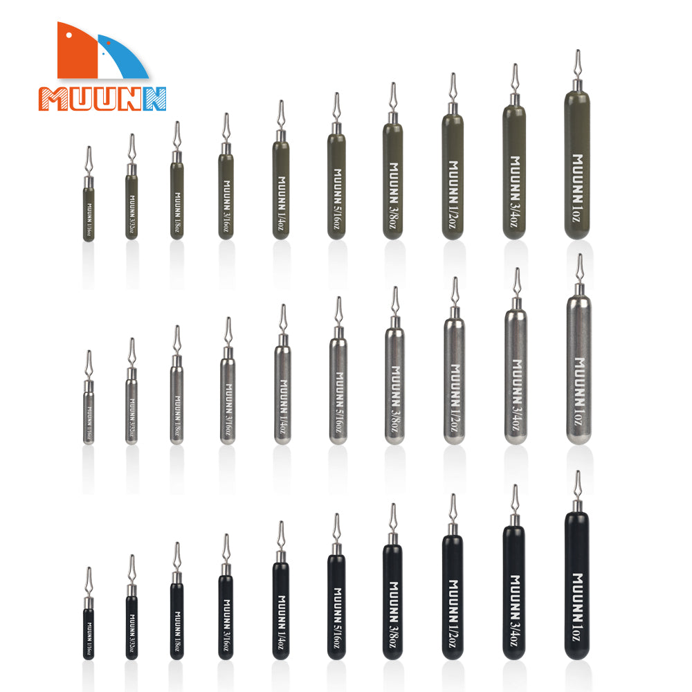 MUUNN 10PCS Tungsten Skinny Drop Shot Weight,Line Sinkers Hook Connector,1/16OZ-1OZ,Texas/Carolina Rig Bass Salmon Fishing Lure