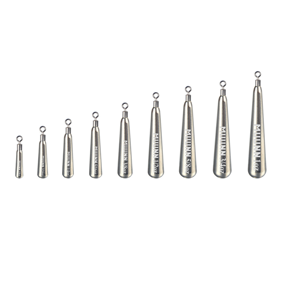 Muunn 10Pcs Tungsten Skinny New Drop Shot Sinker,3.5g~28g Fishing Sinker Weight,Texas/Free/Crolina Rig Tackel