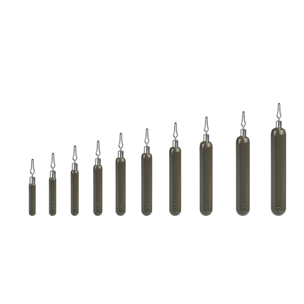 MUUNN 10PCS Tungsten Sinker,Skinny Drop Shot Weight,Line Hook Connector,1/16OZ-1OZ,Matt Black Color,Texas Rig Bass Salmon Lures