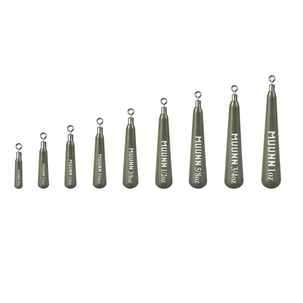 Muunn 10Pcs Tungsten Skinny New Drop Shot Sinker,3.5g~28g Fishing Sinker Weight,Texas/Free/Crolina Rig Tackel