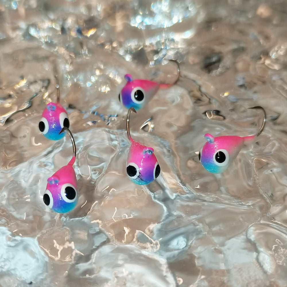 MUUNN 15pcs Tungsten Ice Fishing Jig Kit,Boxed UV Glow Jigs,Multicolor Hayabusa Hook Winter Perch Crappie Bluegill Softlure Bait
