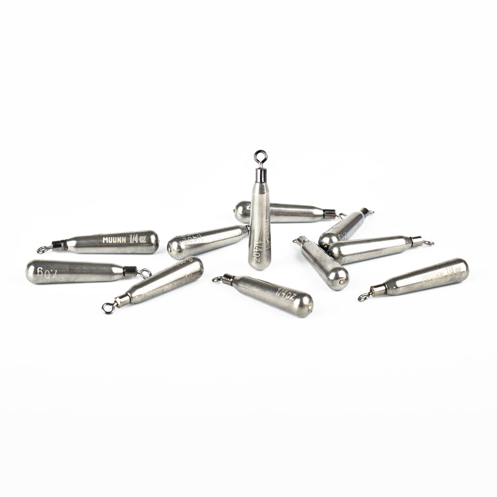 Muunn 10Pcs Tungsten Skinny New Drop Shot Sinker,3.5g~28g Fishing Sinker Weight,Texas/Free/Crolina Rig Tackel
