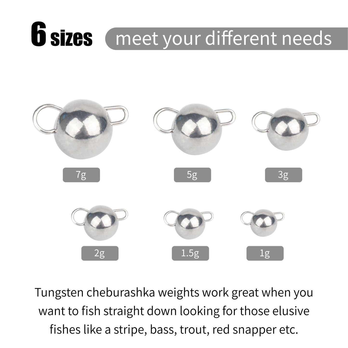MUUNN 30PCS/45PCS Tungsten Cheburashka Sinker Weight Kit 1g~7g Bass Crappie Panfish Fishing Lure Tackel