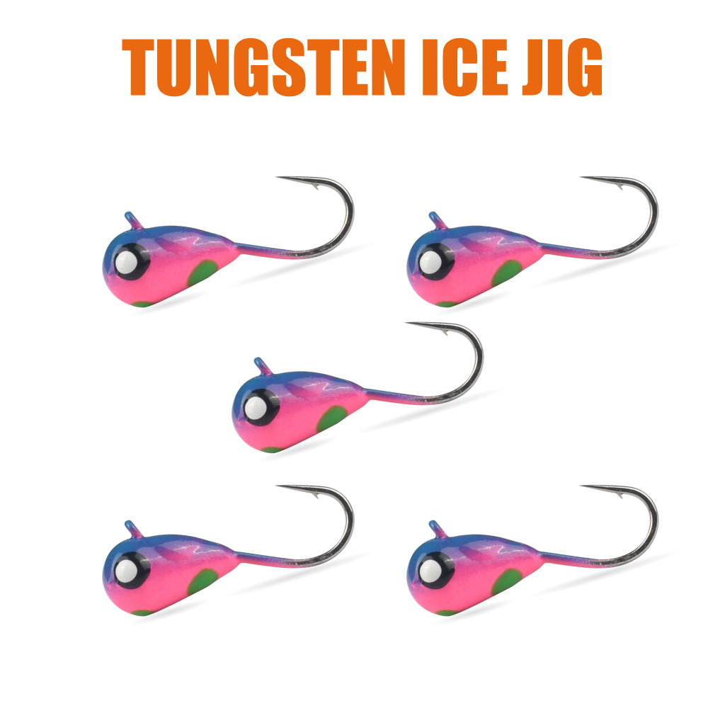 MUUNN 10pcs Ice Fishing Jig Tungsten ice Jig Head Glow 2.7mm-7mm Jig Ice Hook Hayabusa ,0.20g-4.40g Winter Fishing Hooks