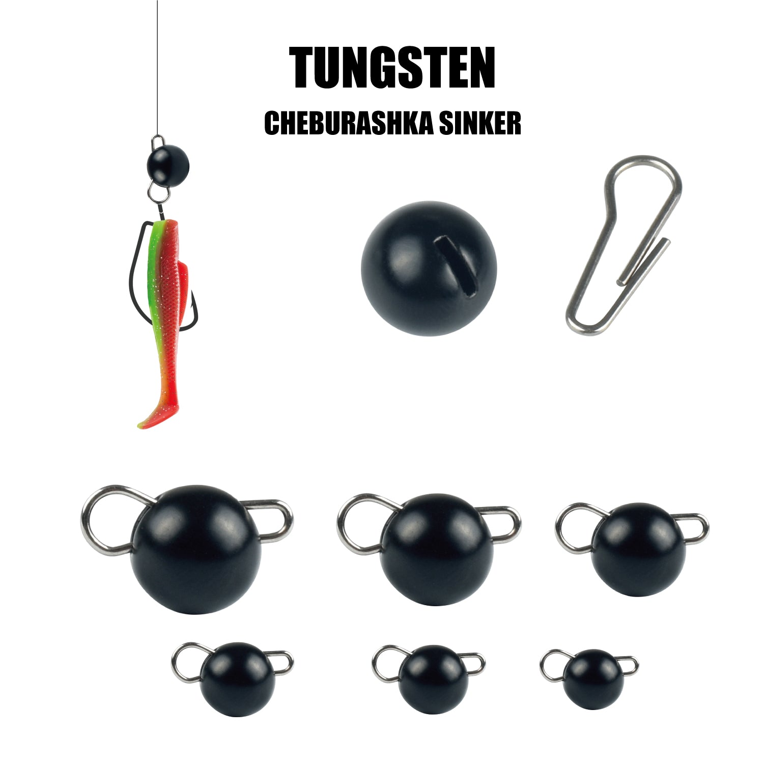 MUUNN 10PCS Tungsten Cheburashka Sinker Fishing Weight 1G-30G, Tackle