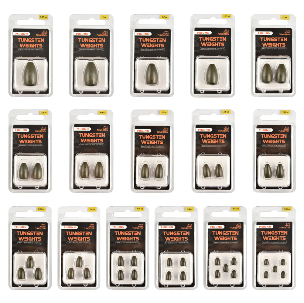 MUUNN Tungsten Sinkers Bullet Fishing Weights 1.8g~56g Flipping Weight for Texas/Carolina Rig,Bass Salmon Fishing Softbait
