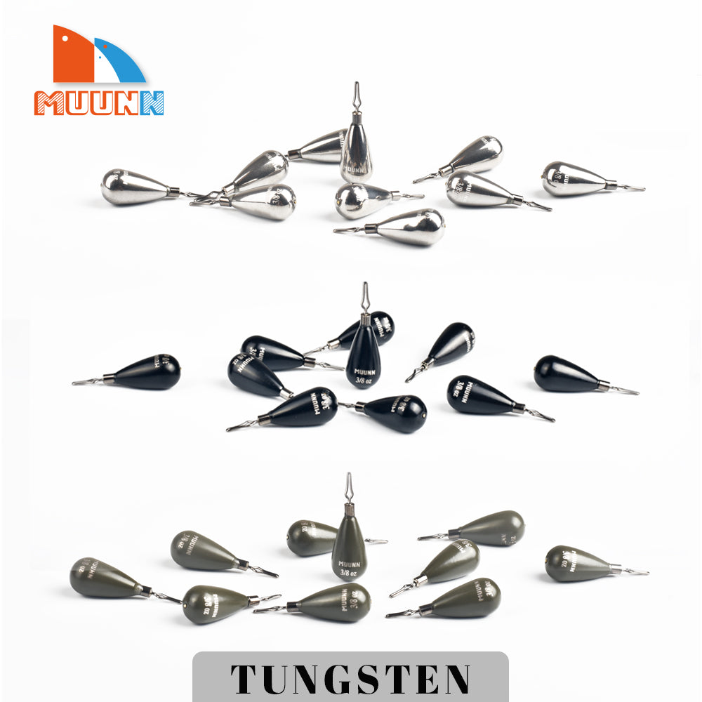 MUUNN Tungsten Sinker 10pcs Tear Drop Shot Weights Fishing Accessories