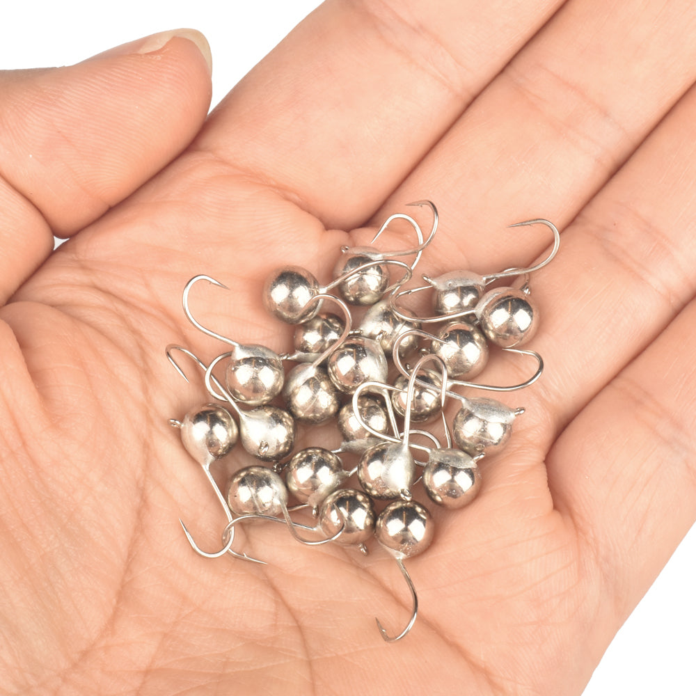 MUUNN 10PCS Tungsten Ball Ice Jig With An Eyelet, Fishing Winter Hook 2.5mm/3mm/4mm/5mm/6mm/7mm/8mm,Pike Carp Trout Lure