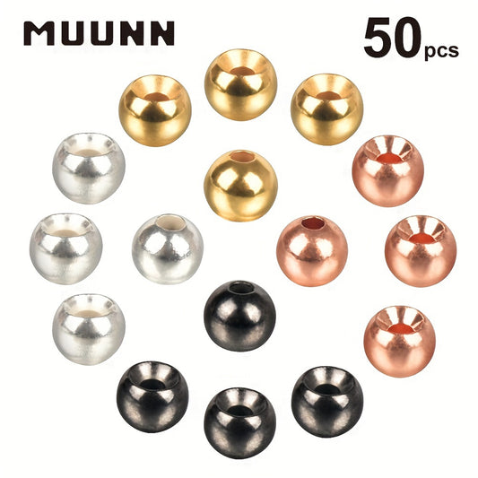 MUUNN 50pcs 3.8-6.4mm Fly Tying Countersunk Tungsten Beads ,Nymph Flies Head Material,Fresh Water Fishing Hook