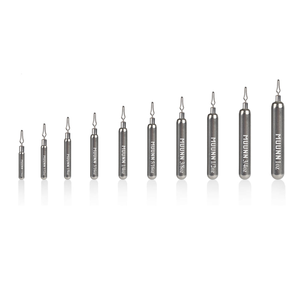 MUUNN 10PCS Tungsten Skinny Drop Shot Weight,Line Sinkers Hook Connector,1/16OZ-1OZ,Texas/Carolina Rig Bass Salmon Fishing Lure