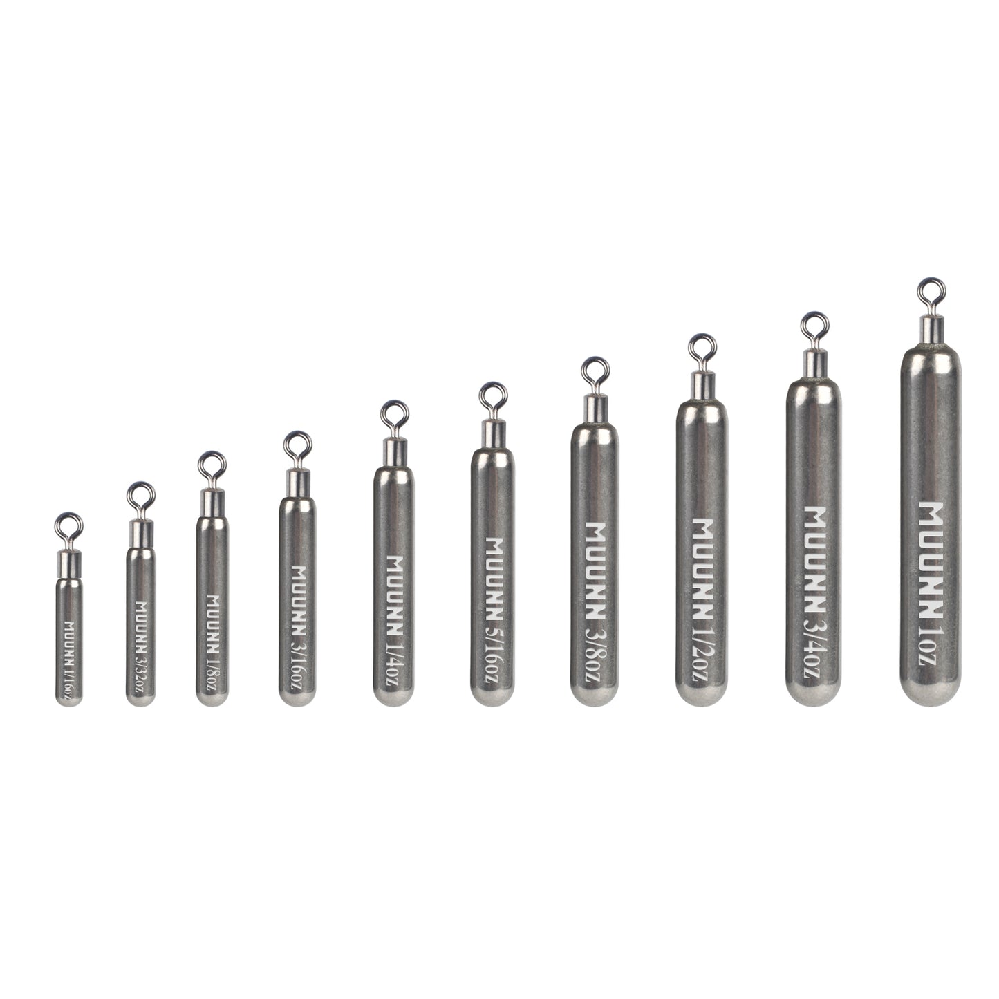 MUUNN 10PCS Tungsten Sinker,Skinny Drop Shot Weight,Round Eye,Jika/Texas Rig Sinkers 1/16OZ-1OZ,Bass Fishing Tackle Accessories
