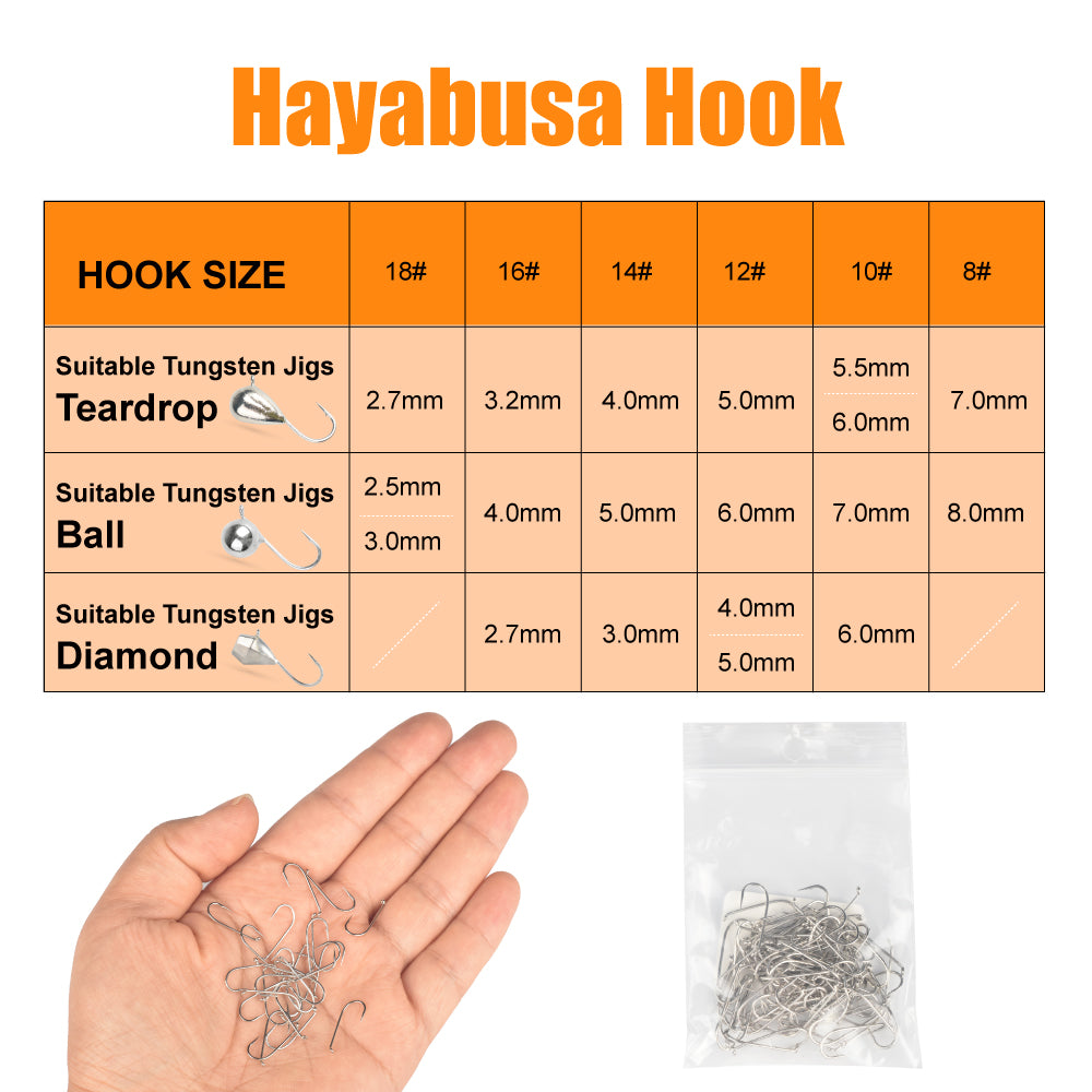 MUUNN Hayabusa Winter Ice Hook,#8~#18 DIY Japan Fishing Jig Head Hooks,Perch Pike Panfish Lure Material
