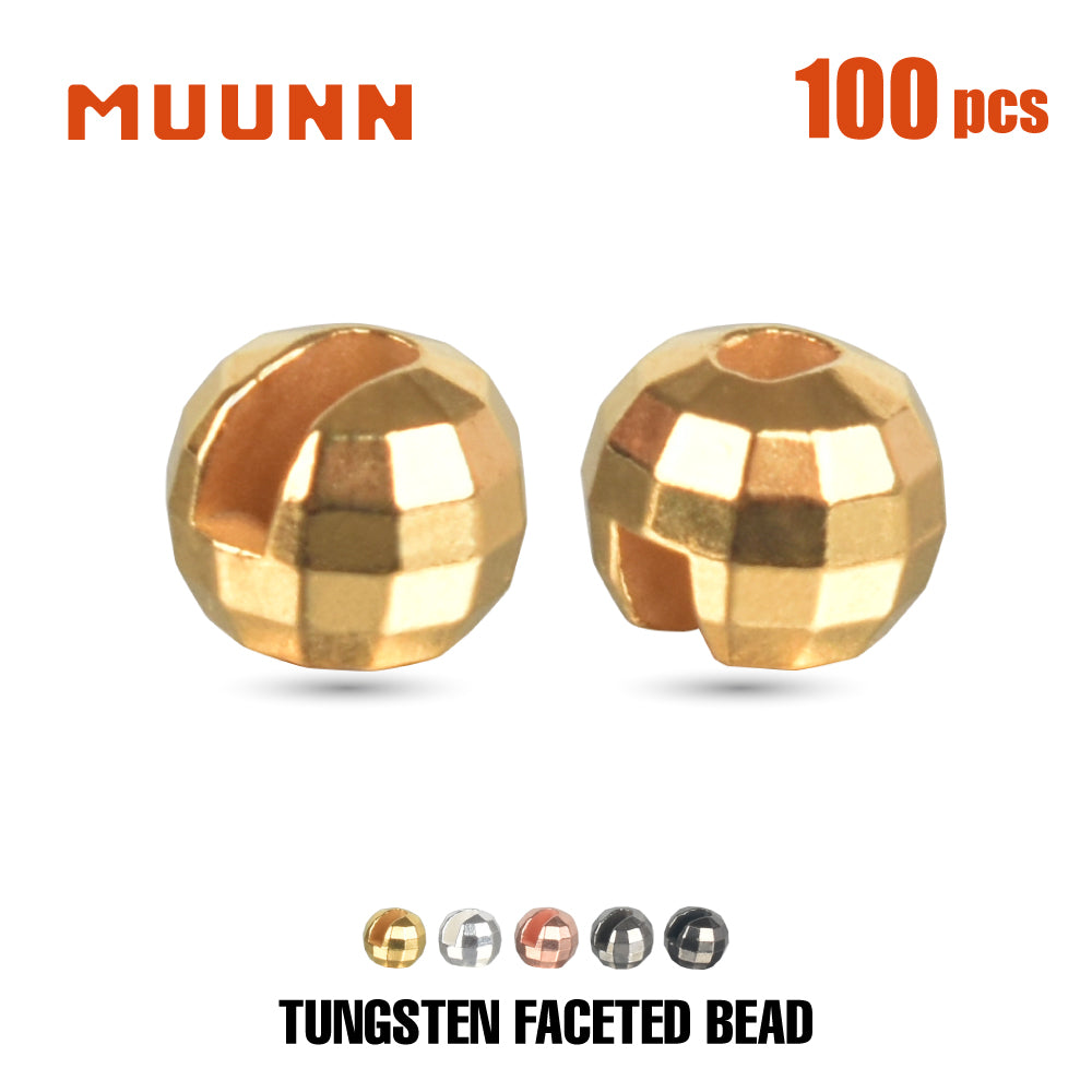 MUUNN 100pcs 2.0mm-4.0mm Tungsten Slotted Faceted Beads Fly Tying Material Multi-Color Nymphs Flies Jig Hook Trout Fishing Tool