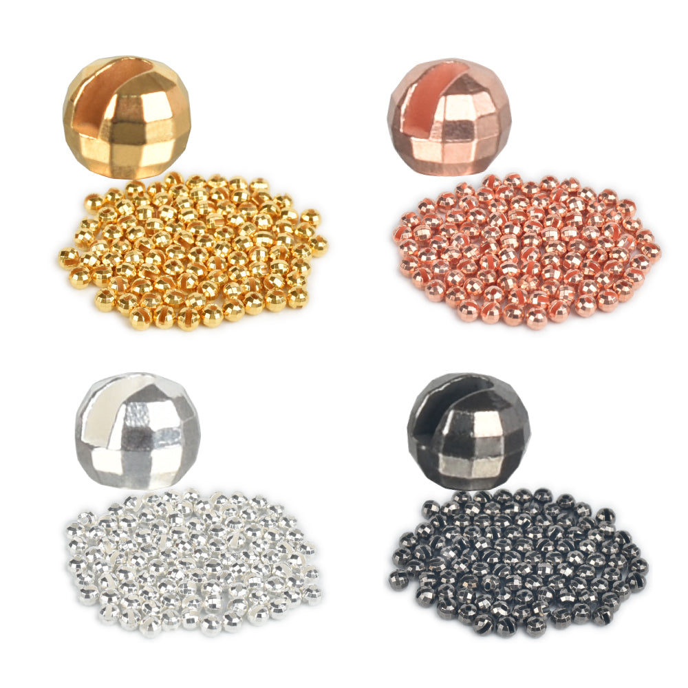MUUNN 200pcs Set Tungsten Faceted Beads Fly Tying, 2.0~4.0mm Fishing Material Trout Bluegill Perch Multi-Color Fly Fishing