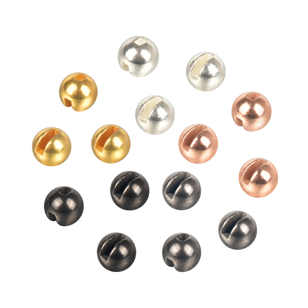 MUUNN 200pcs Tungsten Slotted Beads 1.5mm-2.0mm 4.0mm- 6.4mm Fly Tying Fishing Beadhead Accessories Fly Tying Material Tungsten Beads