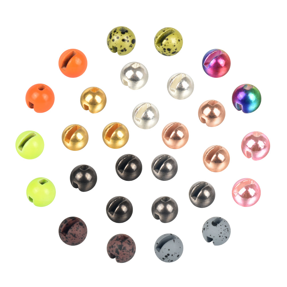 MUUNN Tungsten Fly Tying Slotted Bead Kit,120/240pcs Colorful 2.5-3.8mm,Trout Perch Fishing Hooks Tying Accessories Rainbow Orange