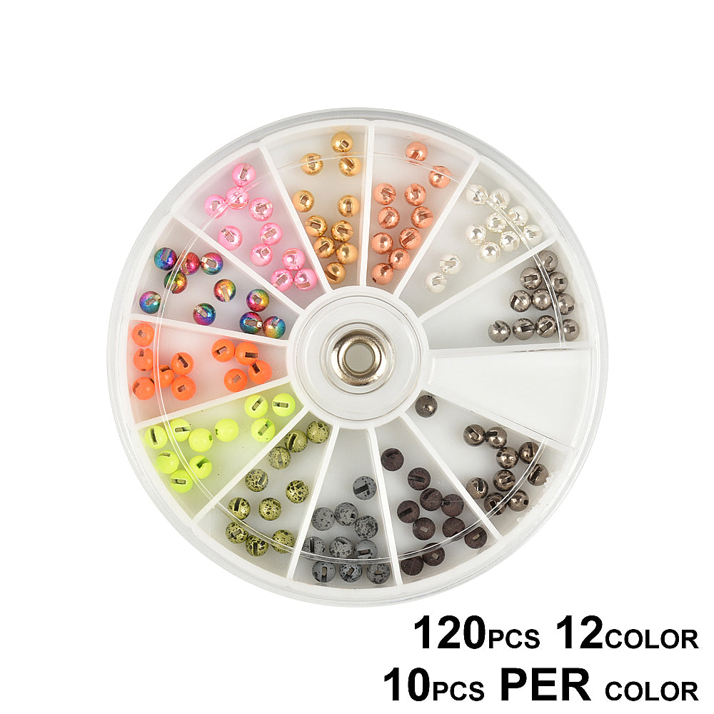 MUUNN Tungsten Fly Tying Slotted Bead Kit,120/240pcs Colorful 2.5-3.8mm,Trout Perch Fishing Hooks Tying Accessories Rainbow Orange