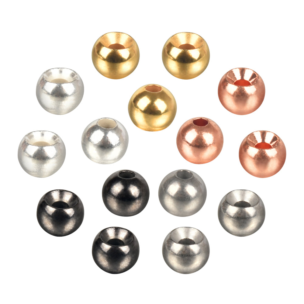 MUUNN 100pcs Fly Tying Cyclops Tungsten Beads ,3.8-6.4mm Nymph Flies Jig Head Material,DIY Gold Silver Copper Trout Fishing Lures
