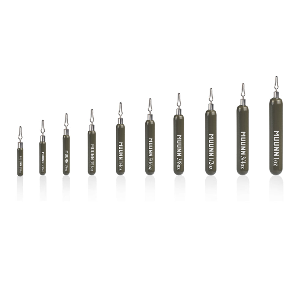MUUNN 10PCS Tungsten Skinny Drop Shot Weight,Line Sinkers Hook Connector,1/16OZ-1OZ,Texas/Carolina Rig Bass Salmon Fishing Lure