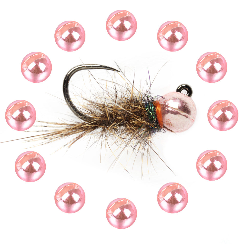MUUNN Tungsten Metallic Pink Bead,2.5~3.8mm Fly Fishing Jig Nymphs Flies,Fly Tying Material Trout Bass Crappie Lure