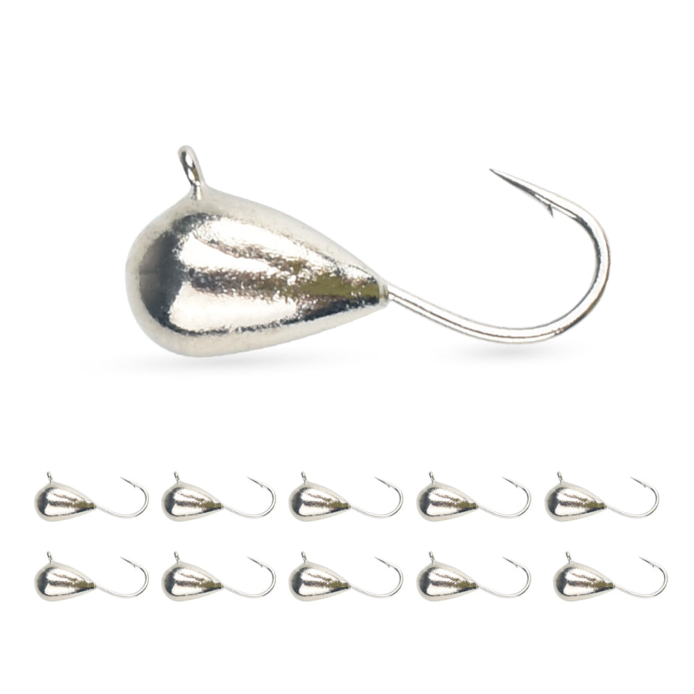 MUUNN 10PCS Tear Drop Tungsten Ice Jig,Fishing Winter Hook 2.7mm/3.2mm/4mm/5mm/5.5mm,Ice Jig With An Eyelet,Plain