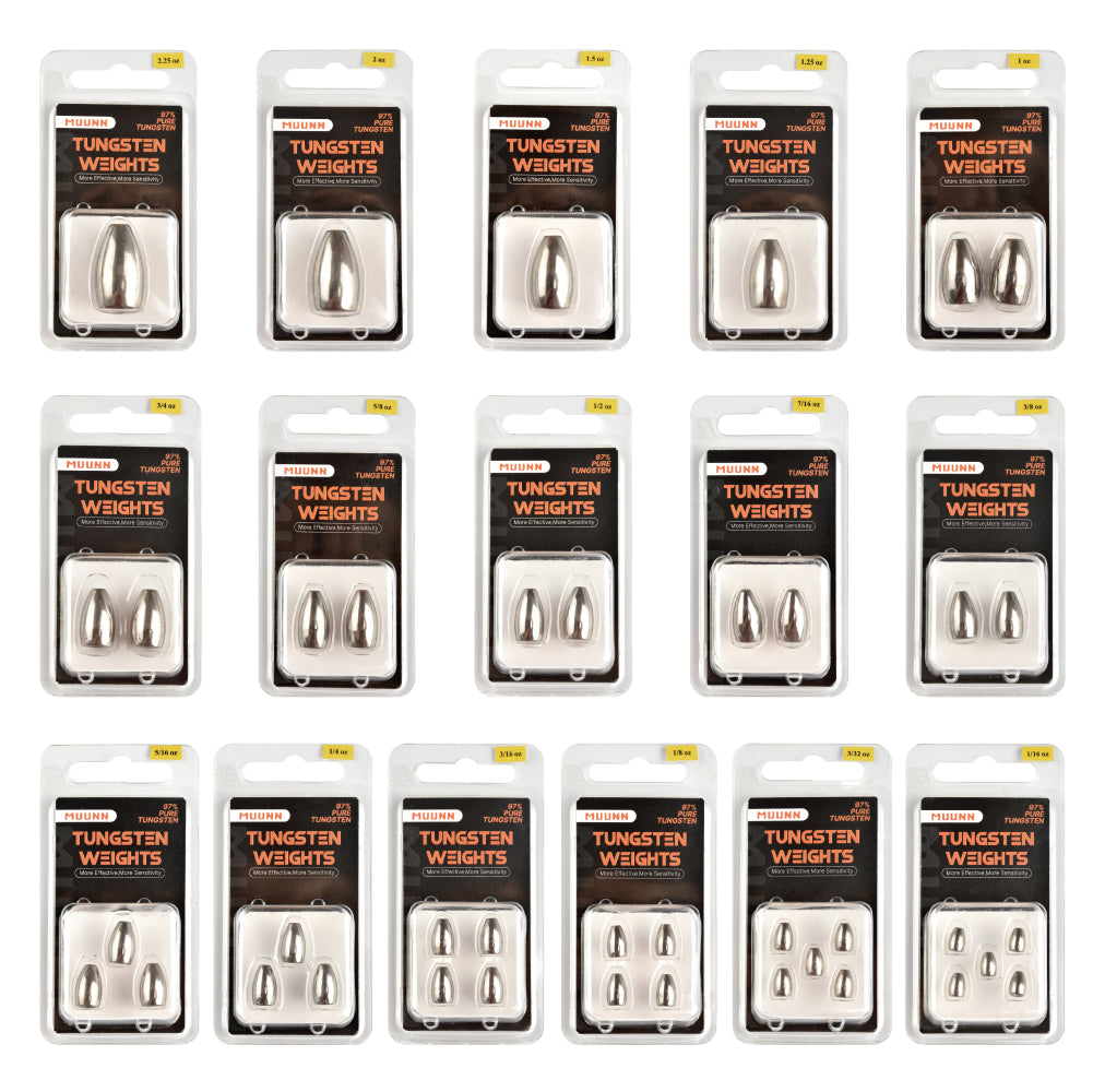 MUUNN Tungsten Sinkers Bullet Fishing Weights 1.8g~56g Flipping Weight for Texas/Carolina Rig,Bass Salmon Fishing Softbait