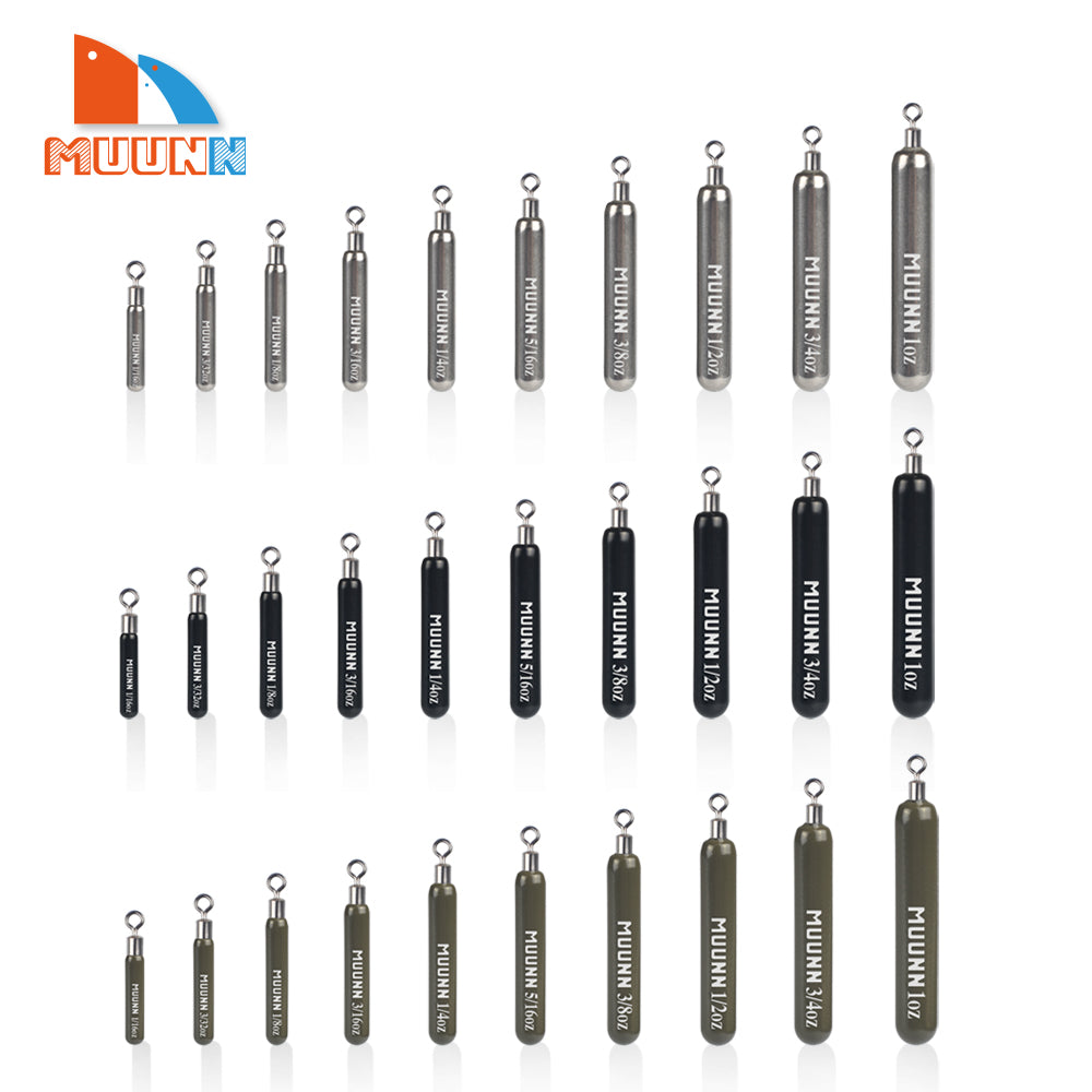 MUUNN 10PCS Tungsten Sinker,Skinny Drop Shot Weight,Round Eye,Jika/Texas Rig Sinkers 1/16OZ-1OZ,Bass Fishing Tackle Accessories